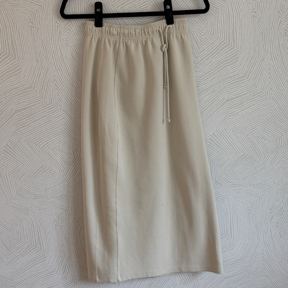 Zara Cream Drawstring Midi Skirt